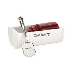 Mud Pie Can-Berry Ceramic Cranberry Serving Dish with Silver Serving Spatula